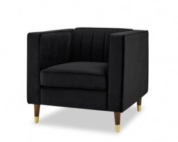 Home Detail Thomas Velvet Fabric 1 Seater Sofa, Black Velvet - thumbnail 2
