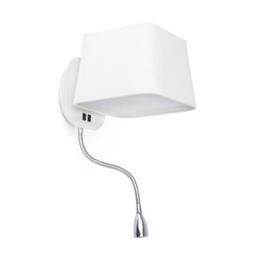 Luminosa Lighting Luminosa Sweet 1 Light Indoor Wall Light White With Reading Lamp, E27 - image 1