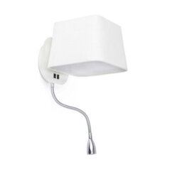 Luminosa Lighting Luminosa Sweet 1 Light Indoor Wall Light White With Reading Lamp, E27 - thumbnail 1