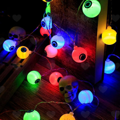Amorly Halloween Ghost Eyeball Led String Lights, 10Ft 20Led Battery Powered Lights With Steady On Flashing Modes For Spooky Decorations - image 1