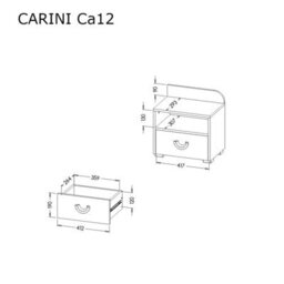 Arte Carini Chic Bedside Table In Grey, White & Oak Nash - W450mm X H470mm X D310mm - thumbnail 2