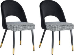 Hygrad Built to Survive Set Of 2 Dining Chairs Velvet Padded Seat Metal Legs Kitchen Chair Home Office Set - thumbnail 1
