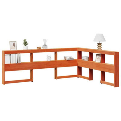 Berkfield Bookcase Headboard L-Shaped Wax Brown 135 Cm Solid Wood Pine - image 1