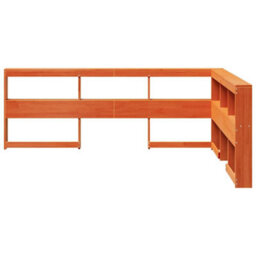 Berkfield Bookcase Headboard L-Shaped Wax Brown 135 Cm Solid Wood Pine - thumbnail 4