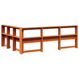 Berkfield Bookcase Headboard L-Shaped Wax Brown 135 Cm Solid Wood Pine - thumbnail 6