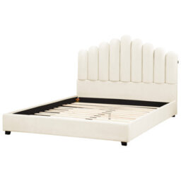 Beliani Bed Velvet Vincennes 160 X 200 Cm (Eu King Size) Off-White - thumbnail 4