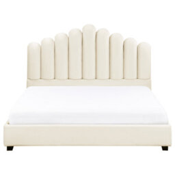 Beliani Bed Velvet Vincennes 160 X 200 Cm (Eu King Size) Off-White - thumbnail 5