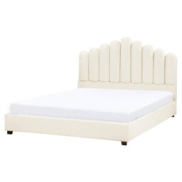 Beliani Bed Velvet Vincennes 160 X 200 Cm (Eu King Size) Off-White - thumbnail 1