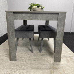 Kosy Koala Grey Wooden Dining Table Set With 2 Benches Metal Legs Dining Kitchen Furniture - thumbnail 8