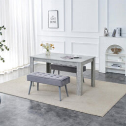 Kosy Koala Grey Wooden Dining Table Set With 2 Benches Metal Legs Dining Kitchen Furniture - thumbnail 1