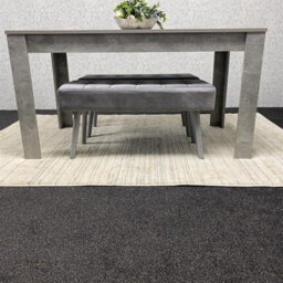 Kosy Koala Grey Wooden Dining Table Set With 2 Benches Metal Legs Dining Kitchen Furniture - thumbnail 7