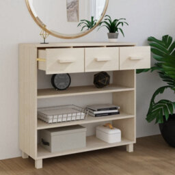 Berkfield Sturdy Console Table Honey Brown 90X35X90 Cm Solid Wood Pine - thumbnail 3