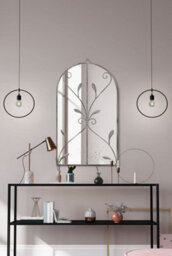 "Mirroroutlet Arcus - Concrete Colour Metal Framed Arched Wall Mirror 31""x 18"" (80 X 46Cm)" - thumbnail 2