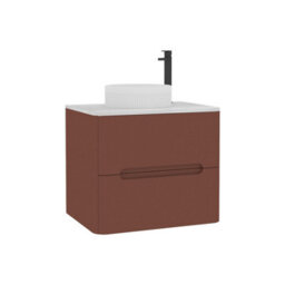 Royal Bathrooms Venice 600mm Terracotta Clay Wall Mounted Bathroom Countertop Vanity Unit 2 Drawer With Round Basin - thumbnail 7