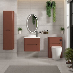 Royal Bathrooms Venice 600mm Terracotta Clay Wall Mounted Bathroom Countertop Vanity Unit 2 Drawer With Round Basin - thumbnail 4