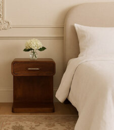 Artisan Furniture Solid Wood Chestnut T-Bar Rounded Bedside, 1 Drawer And Open Space, Dark Brown - thumbnail 1