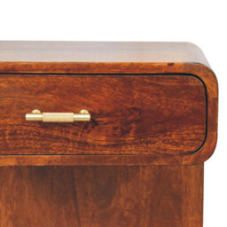 Artisan Furniture Solid Wood Chestnut T-Bar Rounded Bedside, 1 Drawer And Open Space, Dark Brown - thumbnail 5