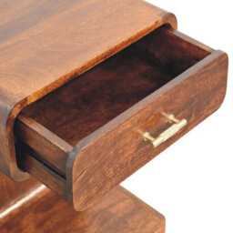 Artisan Furniture Solid Wood Chestnut T-Bar Rounded Bedside, 1 Drawer And Open Space, Dark Brown - thumbnail 7