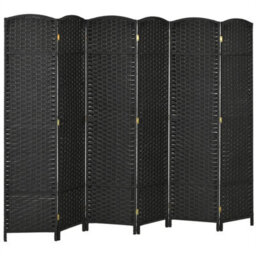 6 Panel Folding Room Divider, Privacy Screen, 240 X 170Cm, Black - thumbnail 1