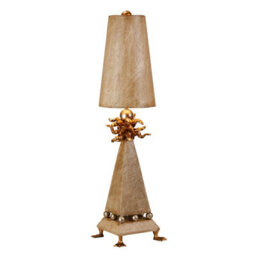 Elegant Duck Foot Table Lamp With Silver Leaf And Cream Patina Shade