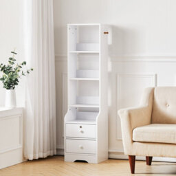 Living And Home 2 Lockable Drawer Bedside Table With 3 Tier Display Shelf, 37Cm W X 30Cm D X 142Cm H - thumbnail 2
