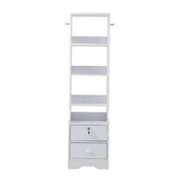 Living And Home 2 Lockable Drawer Bedside Table With 3 Tier Display Shelf, 37Cm W X 30Cm D X 142Cm H - thumbnail 3