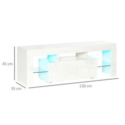 Homcom High Gloss Tv Stand Cabinet W/ Led Rgb Lights And Remote Control White - thumbnail 3
