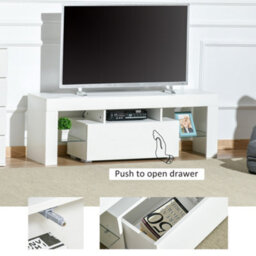 Homcom High Gloss Tv Stand Cabinet W/ Led Rgb Lights And Remote Control White - thumbnail 6