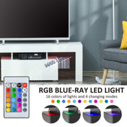 Homcom High Gloss Tv Stand Cabinet W/ Led Rgb Lights And Remote Control White - thumbnail 4