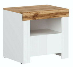 Impact Furniture Bedside Cabinet Drawer Side Table Unit Modern White Gloss Oak Effect Bedroom Open Shelf Storage Holten - thumbnail 4