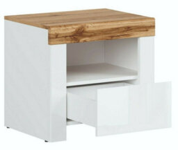 Impact Furniture Bedside Cabinet Drawer Side Table Unit Modern White Gloss Oak Effect Bedroom Open Shelf Storage Holten - thumbnail 5
