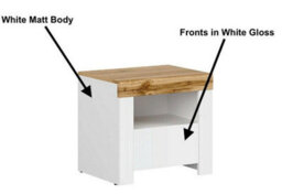 Impact Furniture Bedside Cabinet Drawer Side Table Unit Modern White Gloss Oak Effect Bedroom Open Shelf Storage Holten - thumbnail 8