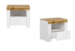 Impact Furniture Bedside Cabinet Drawer Side Table Unit Modern White Gloss Oak Effect Bedroom Open Shelf Storage Holten - thumbnail 7