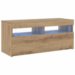 Berkfield Modern Tv Cabinet With Led Lights Artisan Oak 90X35X40 Cm Engineered Wood - thumbnail 1