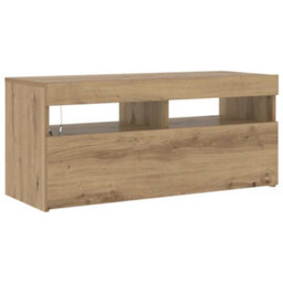Berkfield Modern Tv Cabinet With Led Lights Artisan Oak 90X35X40 Cm Engineered Wood - thumbnail 7