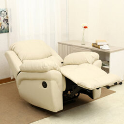 More4Homes Madison Electric Bonded Leather Automatic Recliner Armchair Sofa Home Lounge Chair (Cream) - thumbnail 6