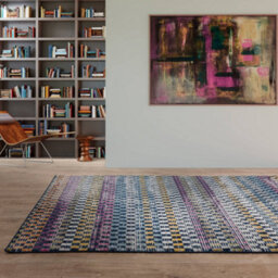 The Rug Edit Blue Multi Modern Muse Gingham Check Distressed Rug - thumbnail 1