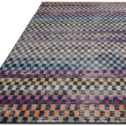 The Rug Edit Blue Multi Modern Muse Gingham Check Distressed Rug - thumbnail 4