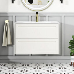 Royal Bathrooms Elmore 800mm Traditional Wall Hung 2 Drawer Bathroom Vanity Unit With Ceramic Basin Sink - Classic White - thumbnail 3