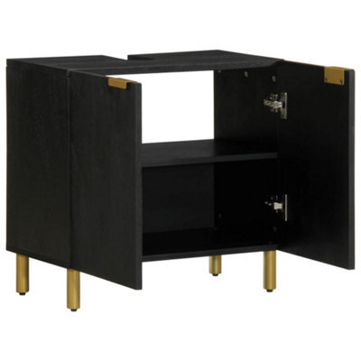 Berkfield Industrial Bathroom Sink Cabinet Black 62X33X58 Cm Engineered Wood