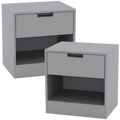 Urbn-Living Urbnliving 47Cm Height Drawer Bedside Grey Table Nightstand Shelf Cabinet Storage Unit Bedroom Furniture Set Of 2 - image 1