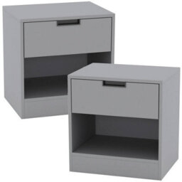 Urbn-Living Urbnliving 47Cm Height Drawer Bedside Grey Table Nightstand Shelf Cabinet Storage Unit Bedroom Furniture Set Of 2 - thumbnail 1