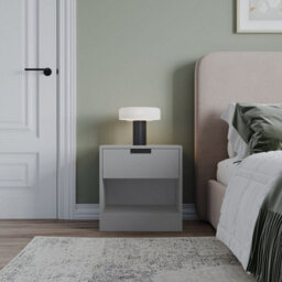 Urbn-Living Urbnliving 47Cm Height Drawer Bedside Grey Table Nightstand Shelf Cabinet Storage Unit Bedroom Furniture Set Of 2 - thumbnail 4