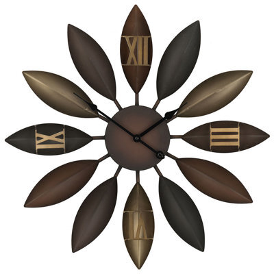 Beliani Wall Clock Beinwil 55 Cm Metal Brown - image 1