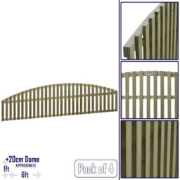 Premier Garden Supplies Premier Florence Wooden Trellis Panel 6Ft X 1Ft (4 Pack) Vertical Slatted Decorative Arched Fence Privacy Topper Climbing Plants