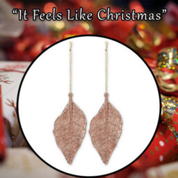 Christmas Tree Decoration 2 Hanging Leaf Glitter X 1 22. 6Cm Rose Gold - thumbnail 7