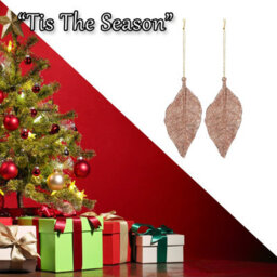 Christmas Tree Decoration 2 Hanging Leaf Glitter X 1 22. 6Cm Rose Gold - thumbnail 6