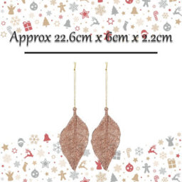 Christmas Tree Decoration 2 Hanging Leaf Glitter X 1 22. 6Cm Rose Gold - thumbnail 2