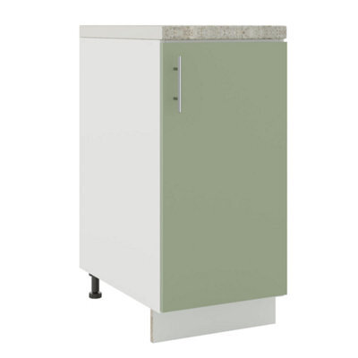 Jd Greta Adjustable Legs Kitchen Base Unit 400mm Storage Cabinet With Door Shelf 40Cm - Sage Green Matt With Worktop - image 1