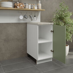 Jd Greta Adjustable Legs Kitchen Base Unit 400mm Storage Cabinet With Door Shelf 40Cm - Sage Green Matt With Worktop - thumbnail 3